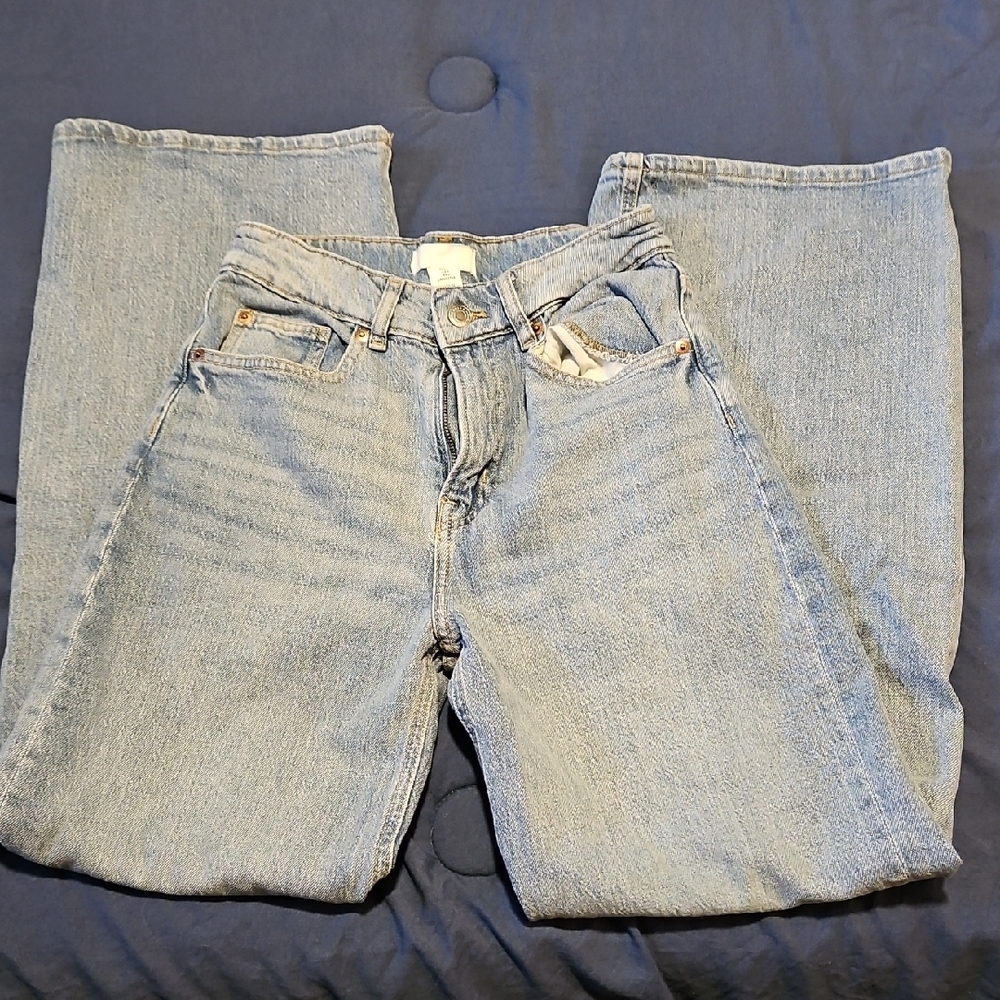 Blue Straight Leg Denim Jeans